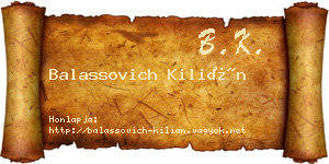 Balassovich Kilián névjegykártya